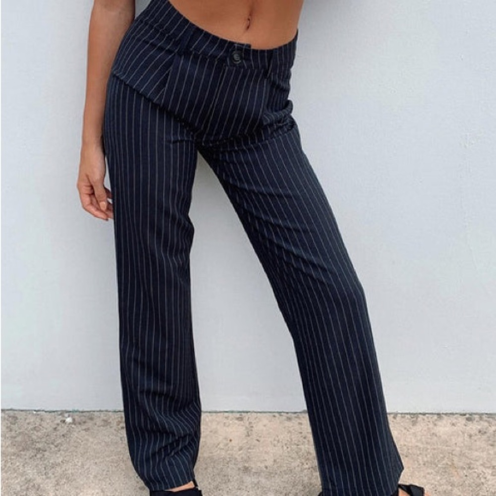 Princess Polly Dark Blue Pinstripe Trousers  Titus pants